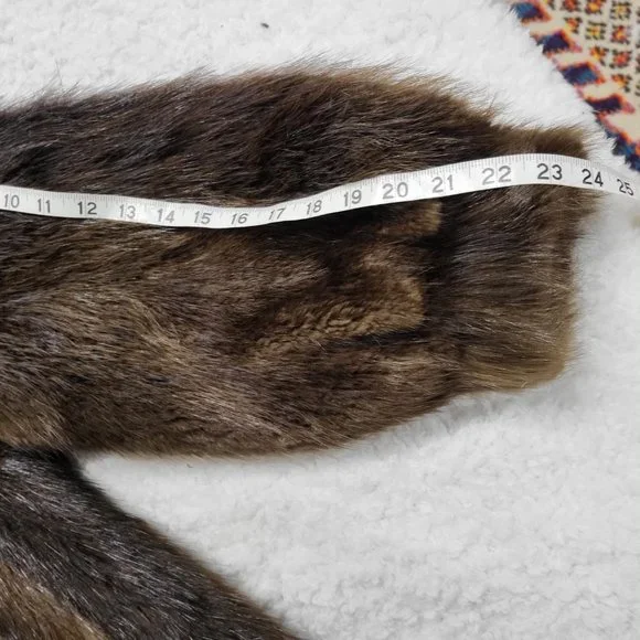 Vintage 80s full length Hooded Beaver fur coatsize large to XL